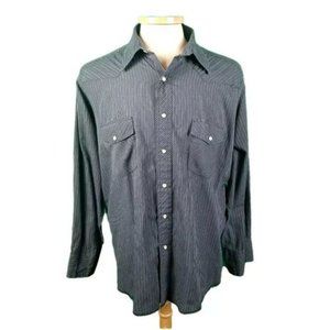 Wrangler Extra Large Blue Striped Western Pearl Snap Shirt